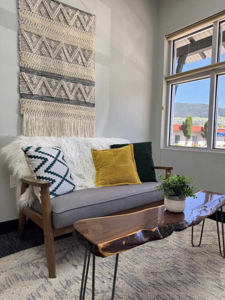Couch in a sunny office